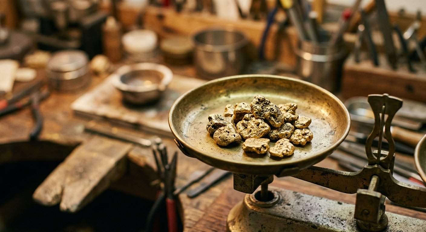 طلای آبشده روی ترازو